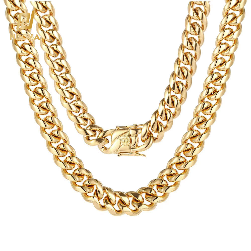 Hip Hop Trendy Cuban Link Chain Necklace for Women – Gold Plated Stainless Steel Choker
