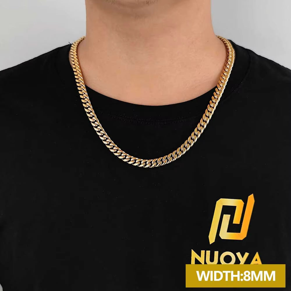 Hip Hop Trendy Cuban Link Chain Necklace for Women – Gold Plated Stainless Steel Choker