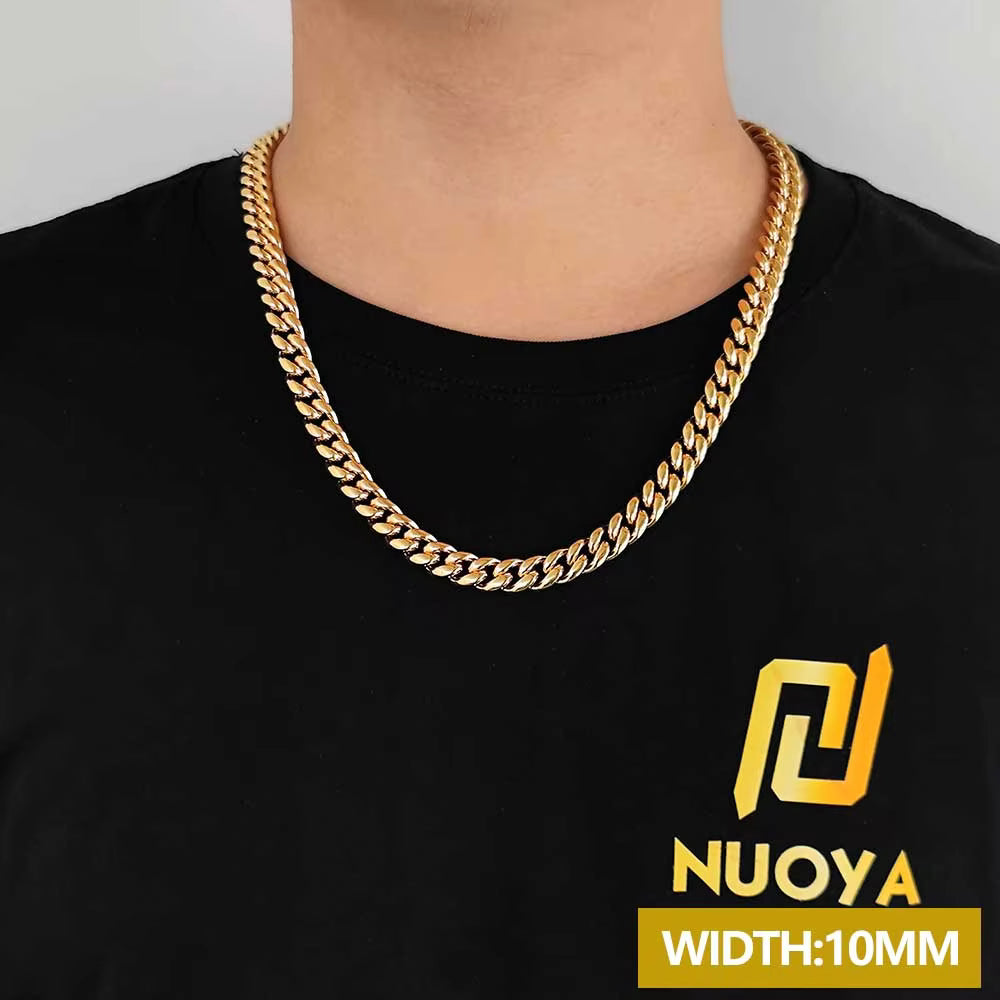 Hip Hop Trendy Cuban Link Chain Necklace for Women – Gold Plated Stainless Steel Choker
