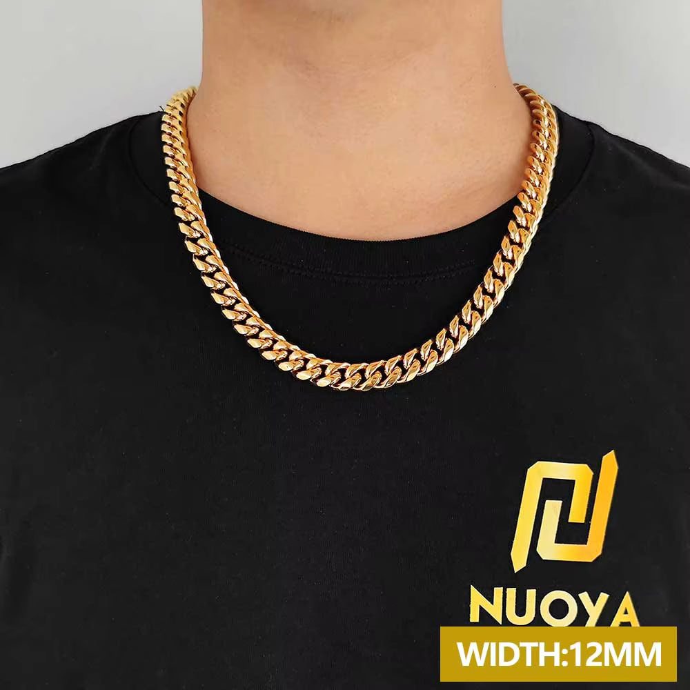 Hip Hop Trendy Cuban Link Chain Necklace for Women – Gold Plated Stainless Steel Choker
