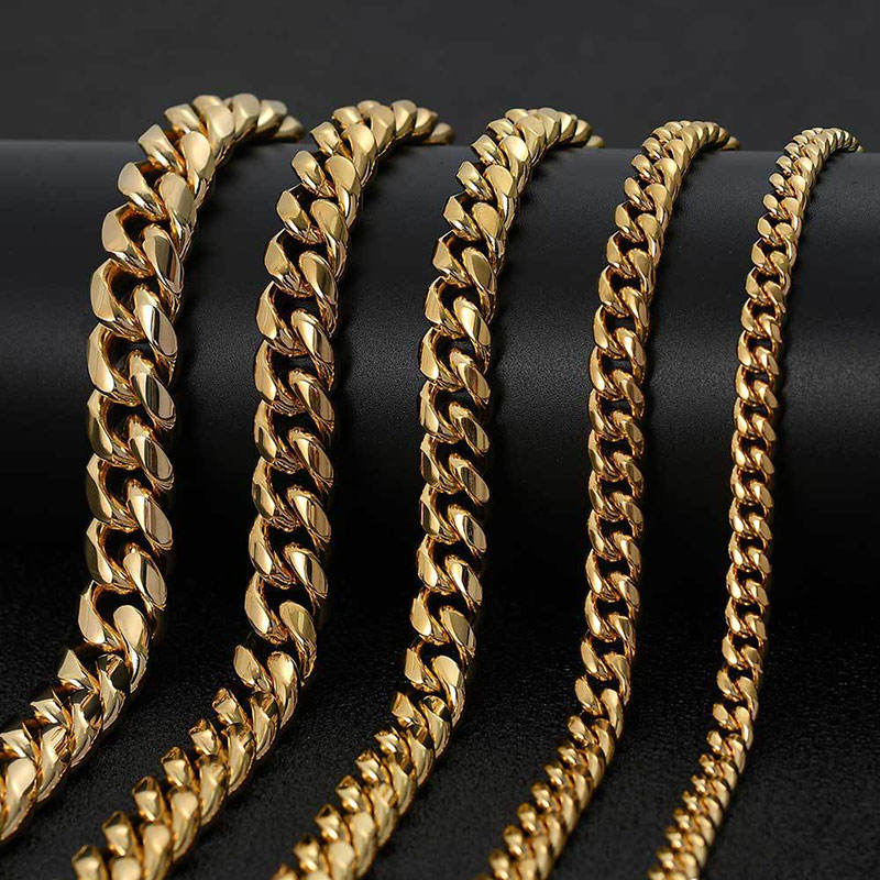 Hip Hop Trendy Cuban Link Chain Necklace for Women – Gold Plated Stainless Steel Choker