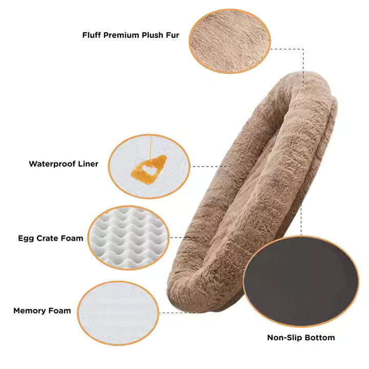 Luxury Large Plush Dog Bed – Soft Foam, Washable & Detachable Design