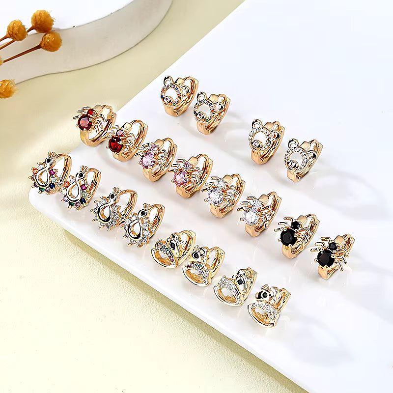 18K Gold Plated Fancy Small Earrings – Elegant Fashion Jewelry for Women and Girls