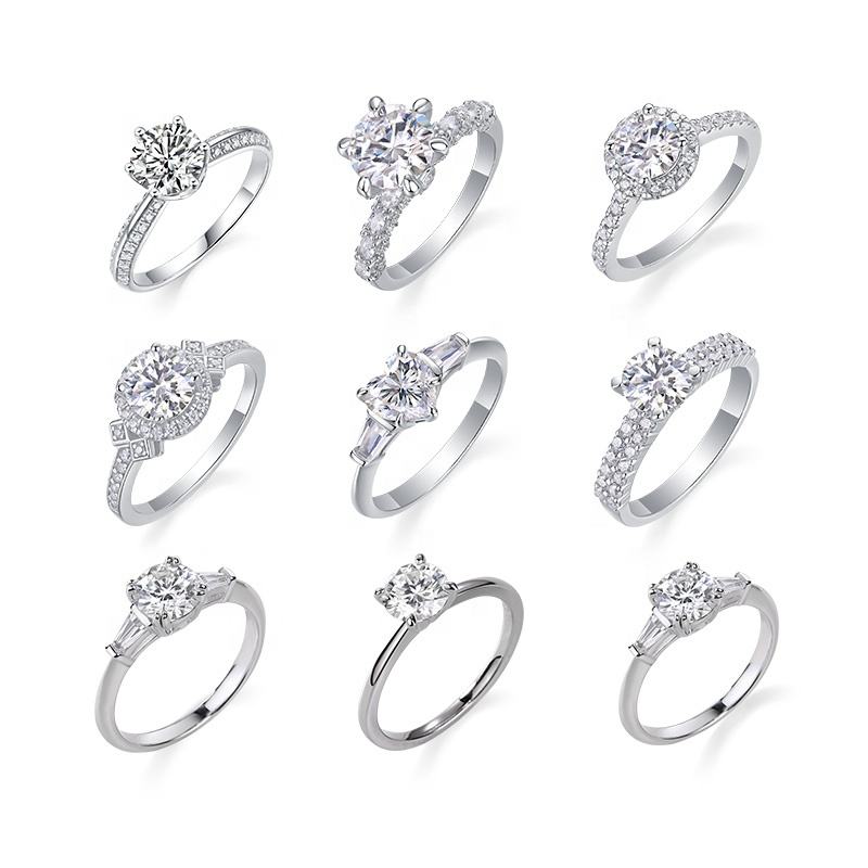 1ct–5ct Moissanite Engagement Ring in S925 Sterling Silver – Heart & Star Designs