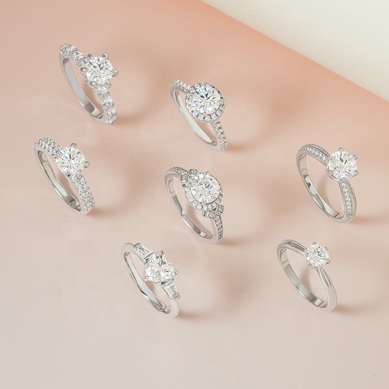 1ct–5ct Moissanite Engagement Ring in S925 Sterling Silver – Heart & Star Designs
