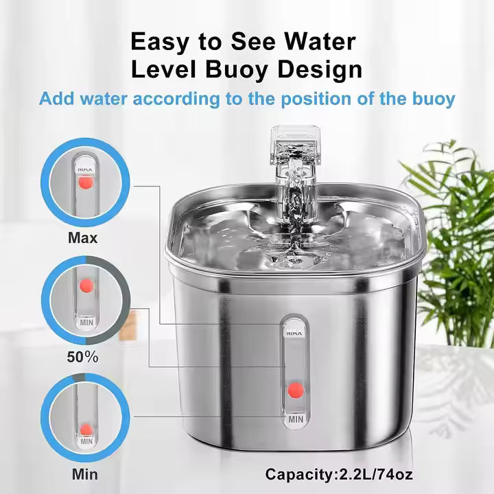 Automatic Stainless Steel Pet Water Dispenser – Safe & Removable Bowl for Cats, Dogs, and Small Animals