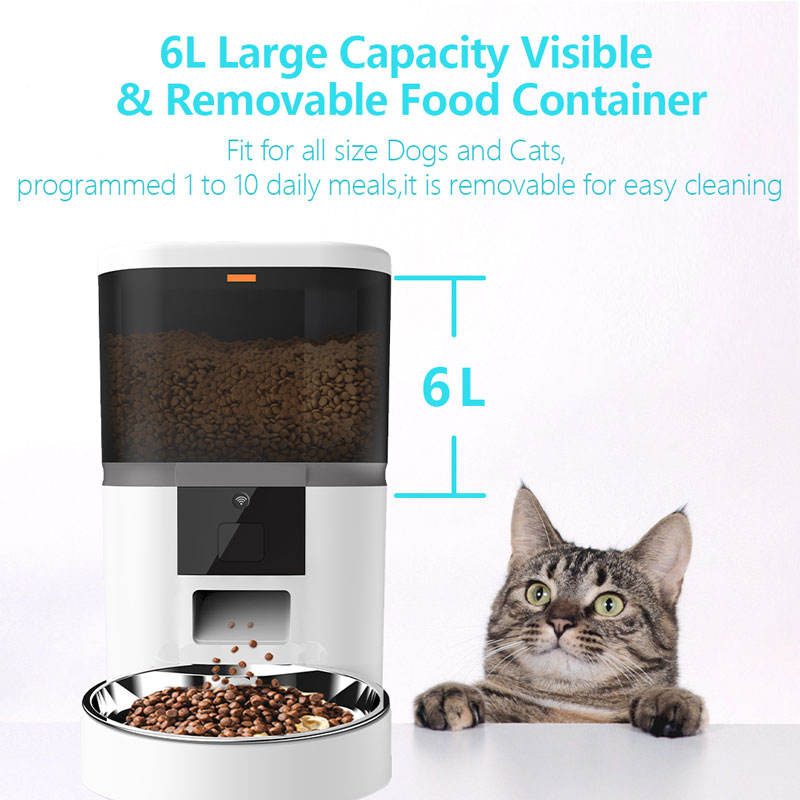 Smart WiFi Automatic Dog Feeder – 6L Dry Food Dispenser with Timer & Double Bowls