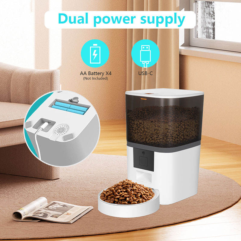 Smart WiFi Automatic Dog Feeder – 6L Dry Food Dispenser with Timer & Double Bowls