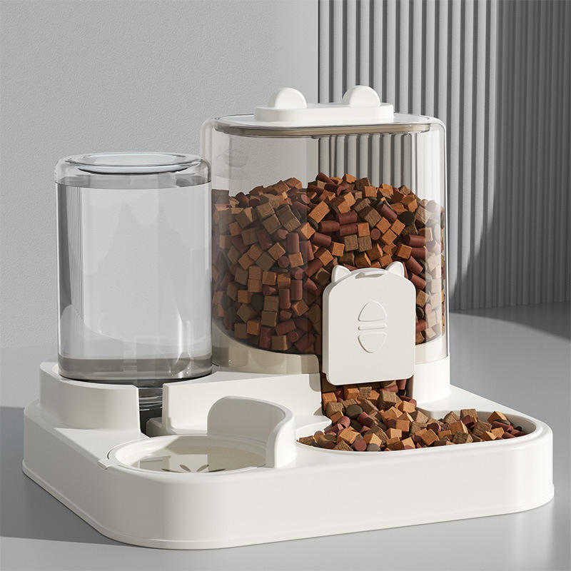 Automatic Cats Feeding Feeder Plastic Big Feeding Feeders 0.8L Water Dispenser 1.8L Food Feeder