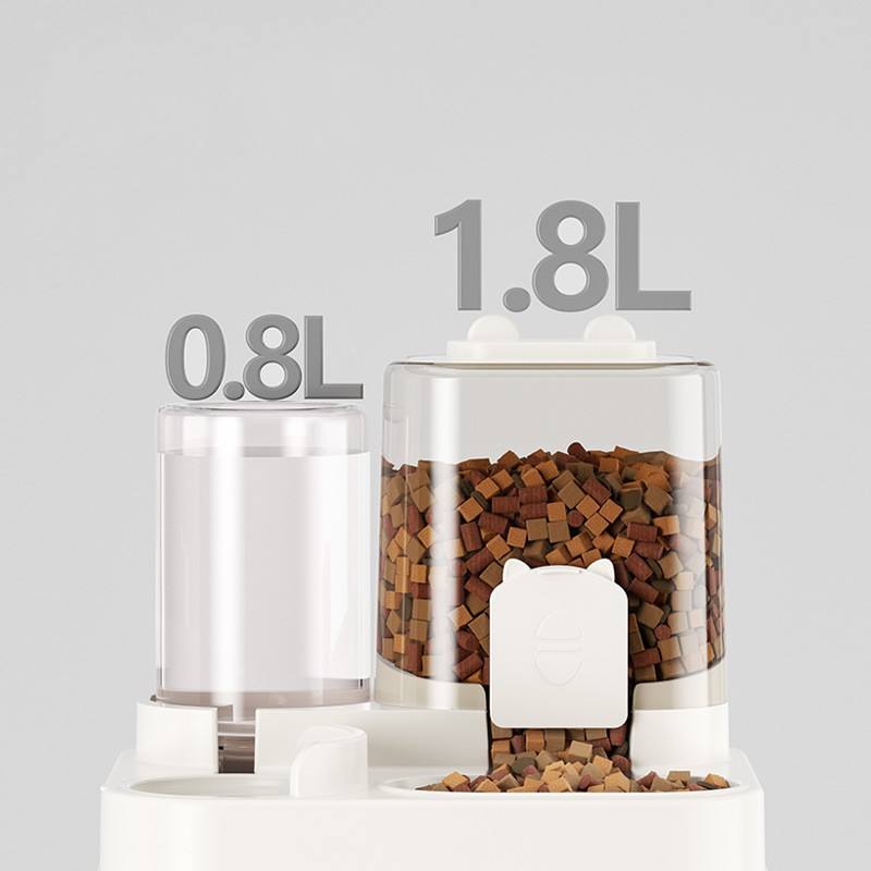Automatic Cats Feeding Feeder Plastic Big Feeding Feeders 0.8L Water Dispenser 1.8L Food Feeder