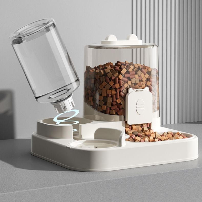 Automatic Cats Feeding Feeder Plastic Big Feeding Feeders 0.8L Water Dispenser 1.8L Food Feeder