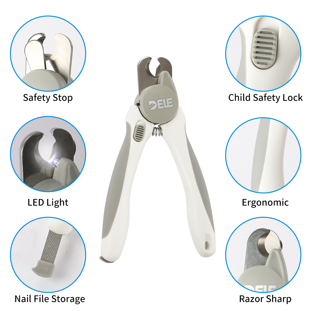 LED Pet Nail Clippers with Safety Guard – Stainless Steel Cutter & Free Nail File