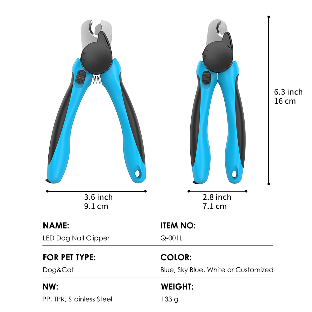 LED Pet Nail Clippers with Safety Guard – Stainless Steel Cutter & Free Nail File