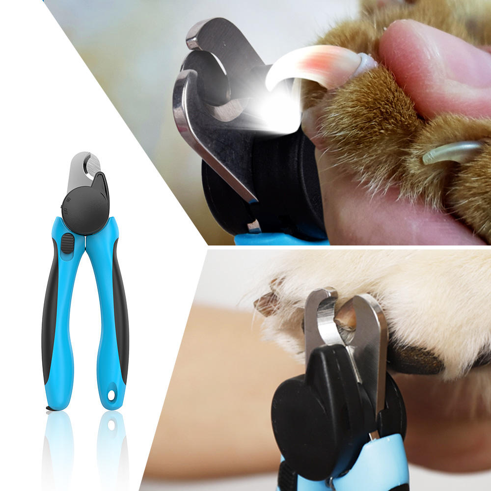 LED Pet Nail Clippers with Safety Guard – Stainless Steel Cutter & Free Nail File