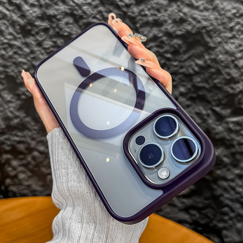 Luxury Shockproof Clear Transparent Phone Case for iPhone 12 13 14 15 16 16e Pro Max Wireless Charging Magnetic Back Cover Funda