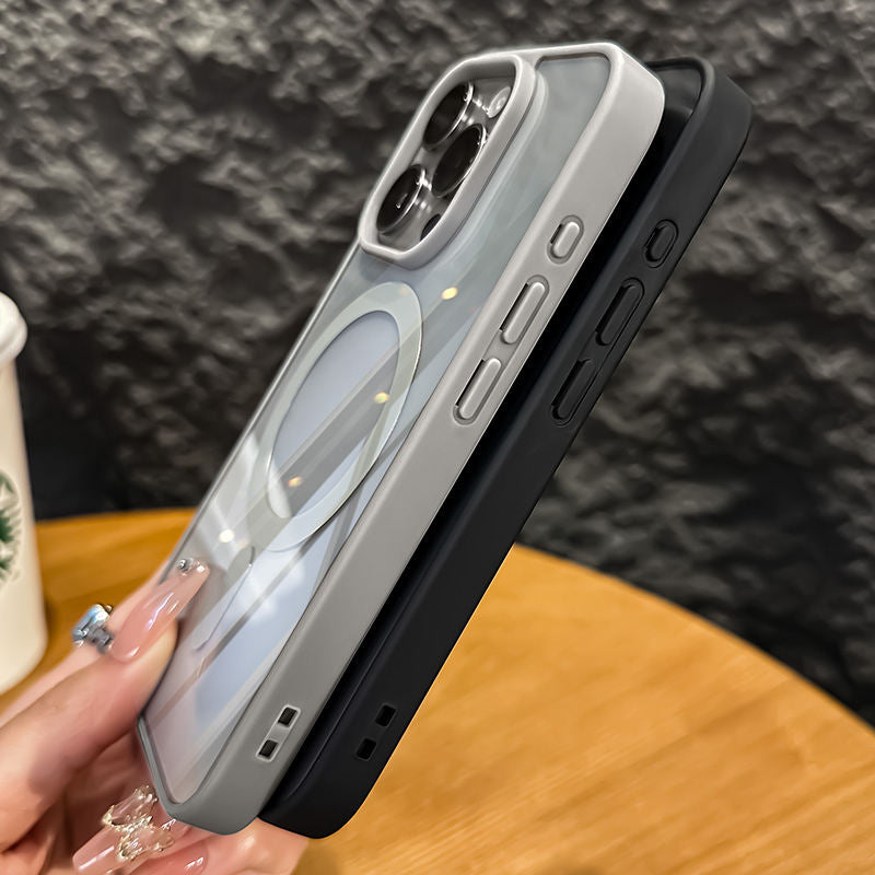 Luxury Shockproof Clear Transparent Phone Case for iPhone 12 13 14 15 16 16e Pro Max Wireless Charging Magnetic Back Cover Funda