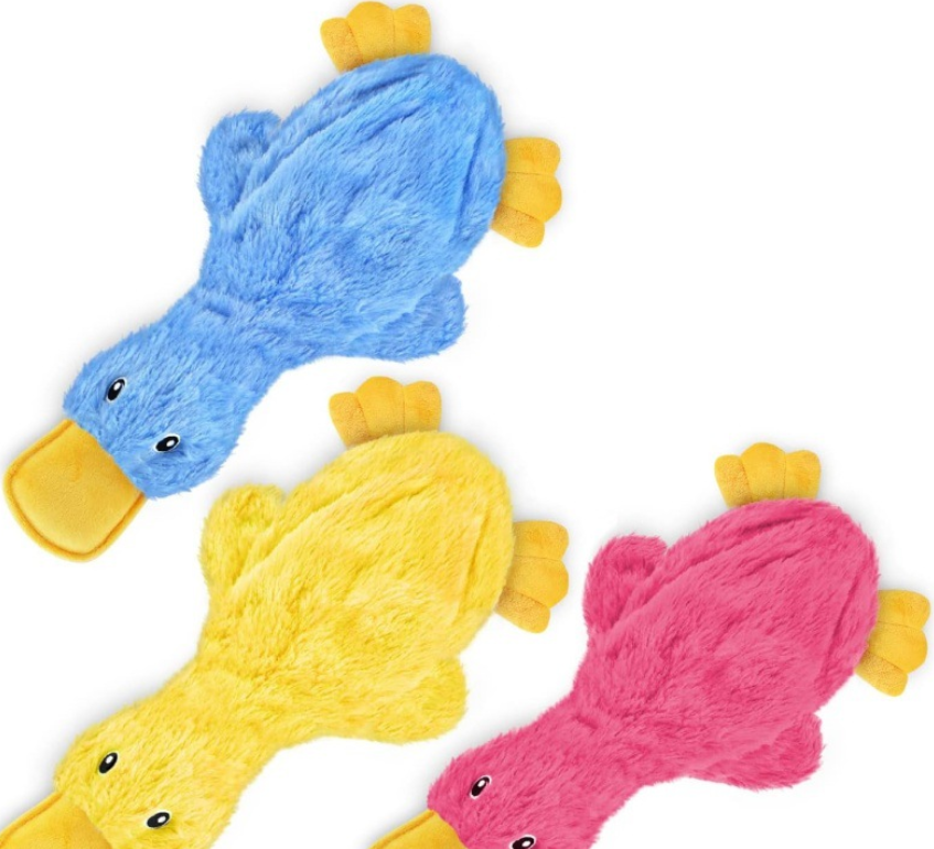Pet Supplies Crinkle Dog Toy Cute Duck No Stuffing Duck Soft Squeaker Premium Chew Toys for Small Medium Large Dogs