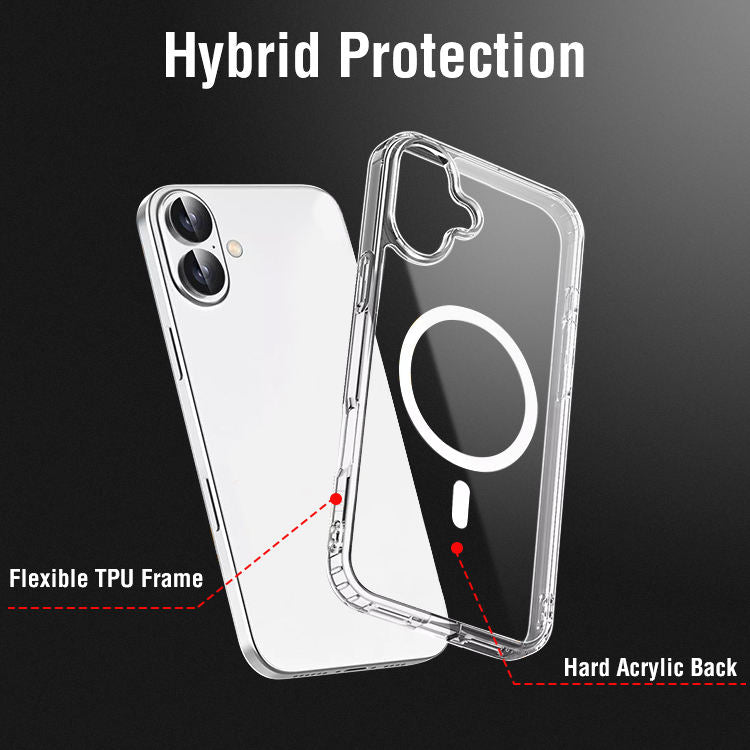 For Iphone 16 Tpu Back Cover Clear Transparent Magnetic Cases Shockproof Iphone 16 Pro Max Phone Case