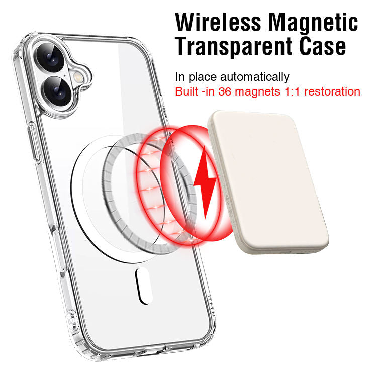 For Iphone 16 Tpu Back Cover Clear Transparent Magnetic Cases Shockproof Iphone 16 Pro Max Phone Case