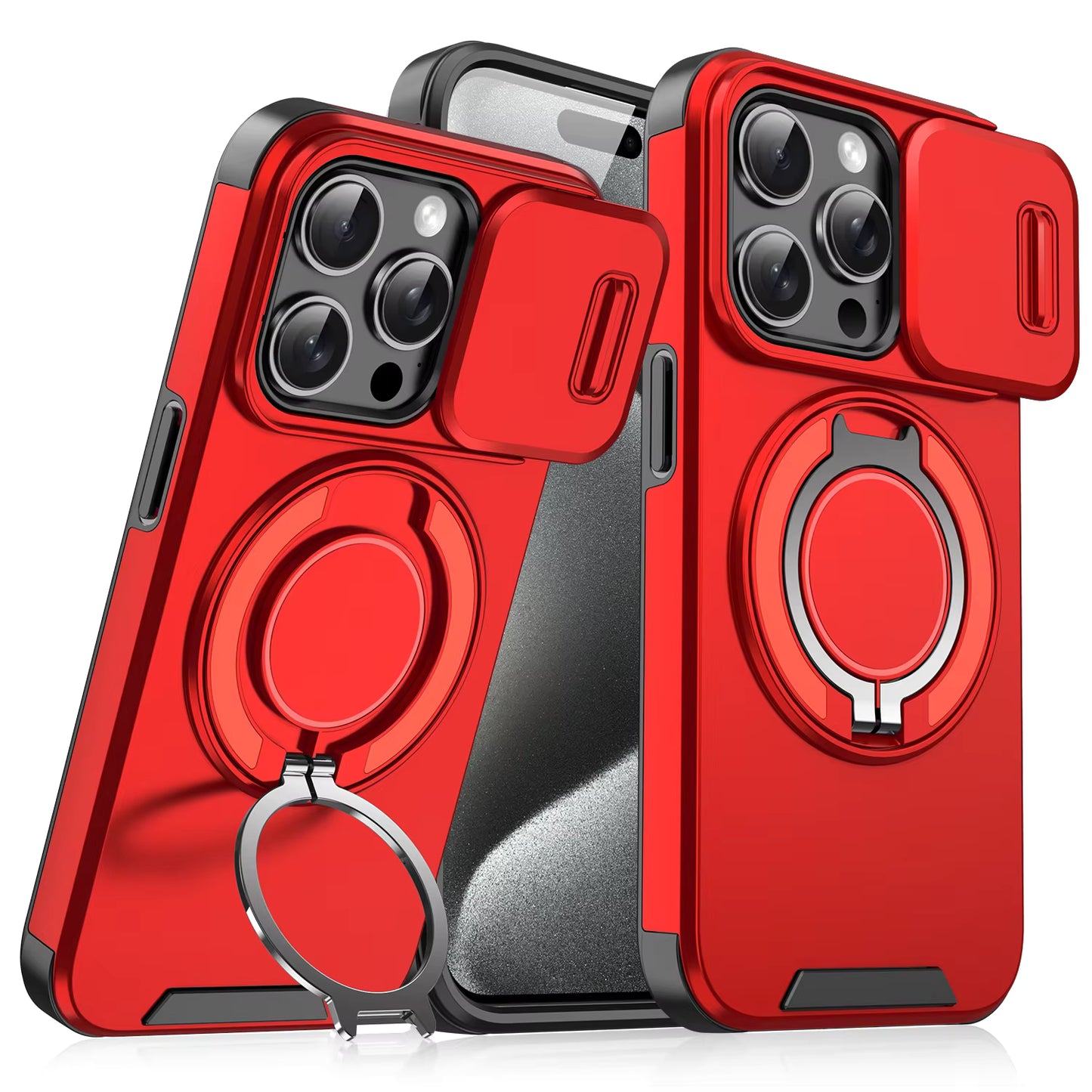 LeYi Heavy Duty Antishock Rotating Stand Phone Case for iPhone 16 Pro Max Magnetic Camera Sliding Cover Shockproof Case