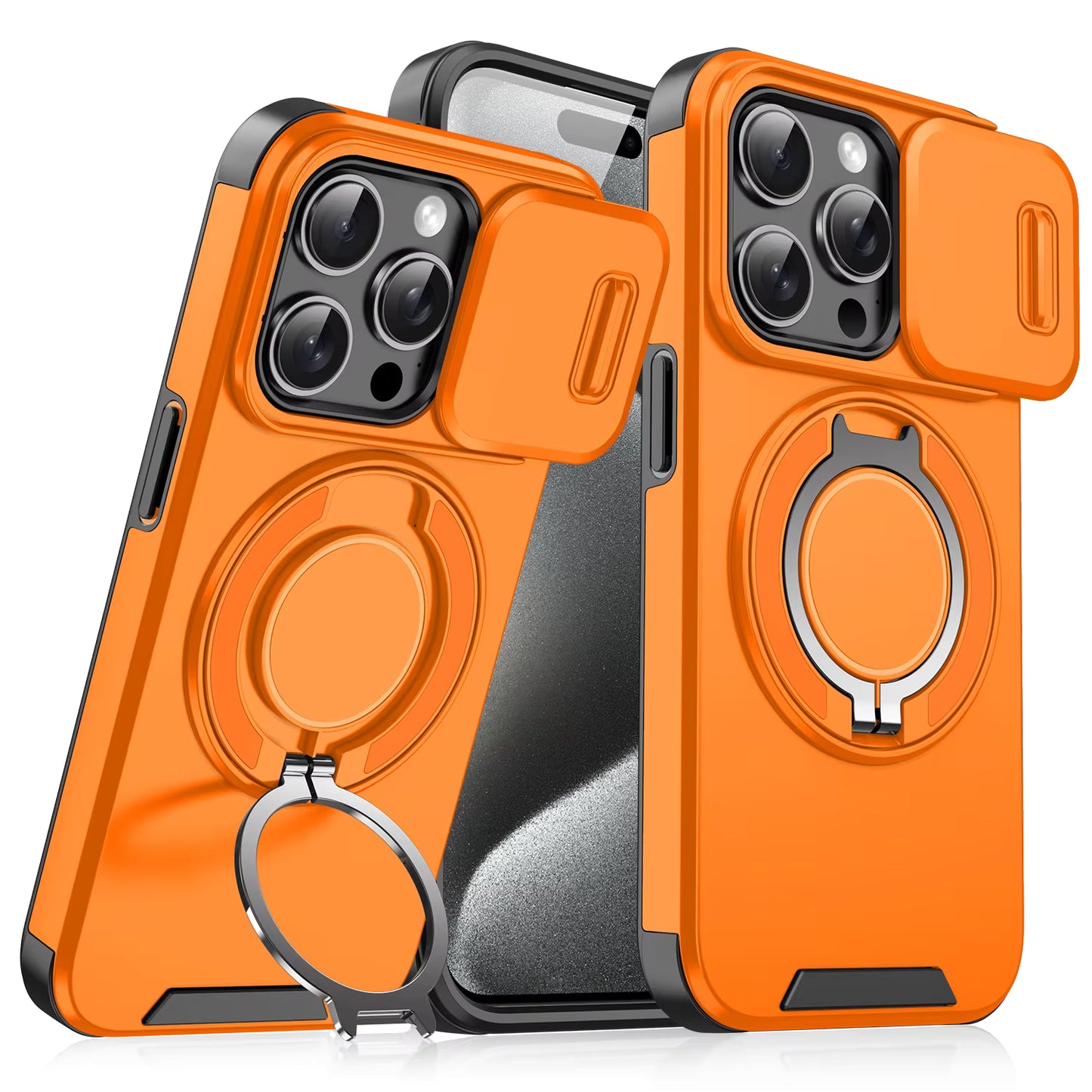 LeYi Heavy Duty Antishock Rotating Stand Phone Case for iPhone 16 Pro Max Magnetic Camera Sliding Cover Shockproof Case