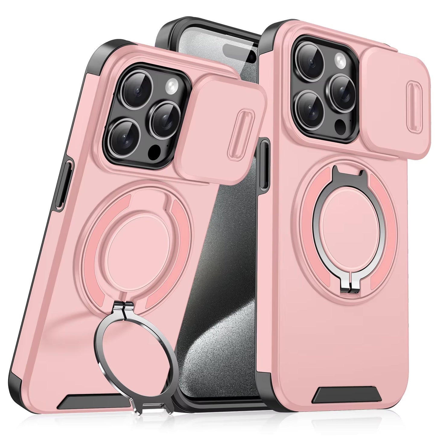 LeYi Heavy Duty Antishock Rotating Stand Phone Case for iPhone 16 Pro Max Magnetic Camera Sliding Cover Shockproof Case