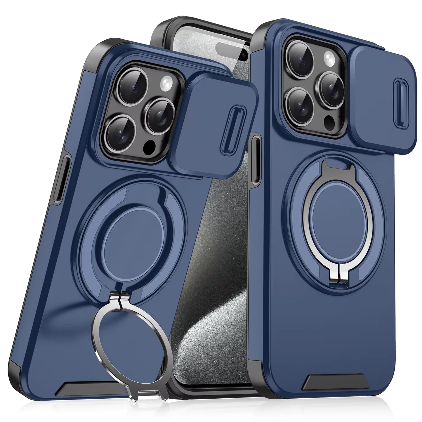 LeYi Heavy Duty Antishock Rotating Stand Phone Case for iPhone 16 Pro Max Magnetic Camera Sliding Cover Shockproof Case