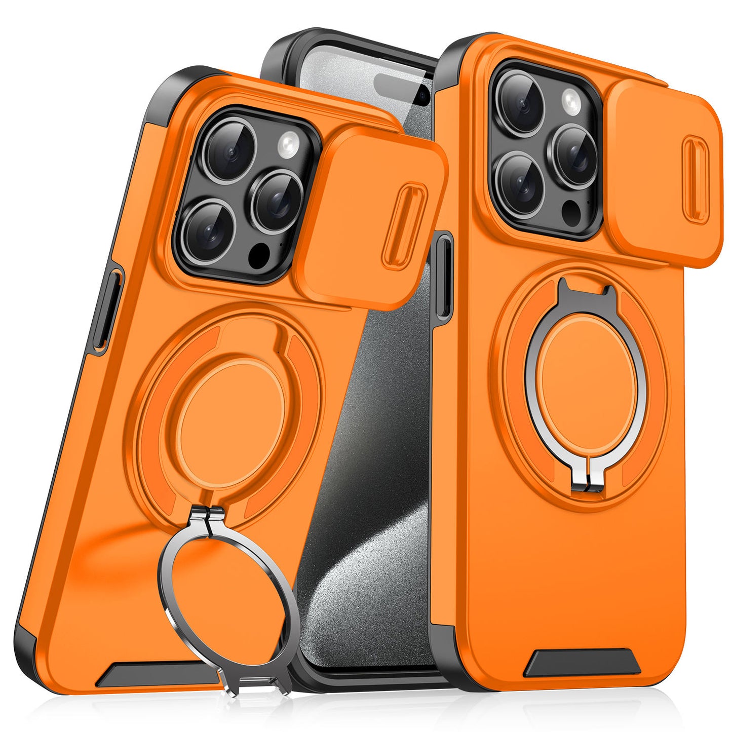 LeYi Heavy Duty Antishock Rotating Stand Phone Case for iPhone 16 Pro Max Magnetic Camera Sliding Cover Shockproof Case