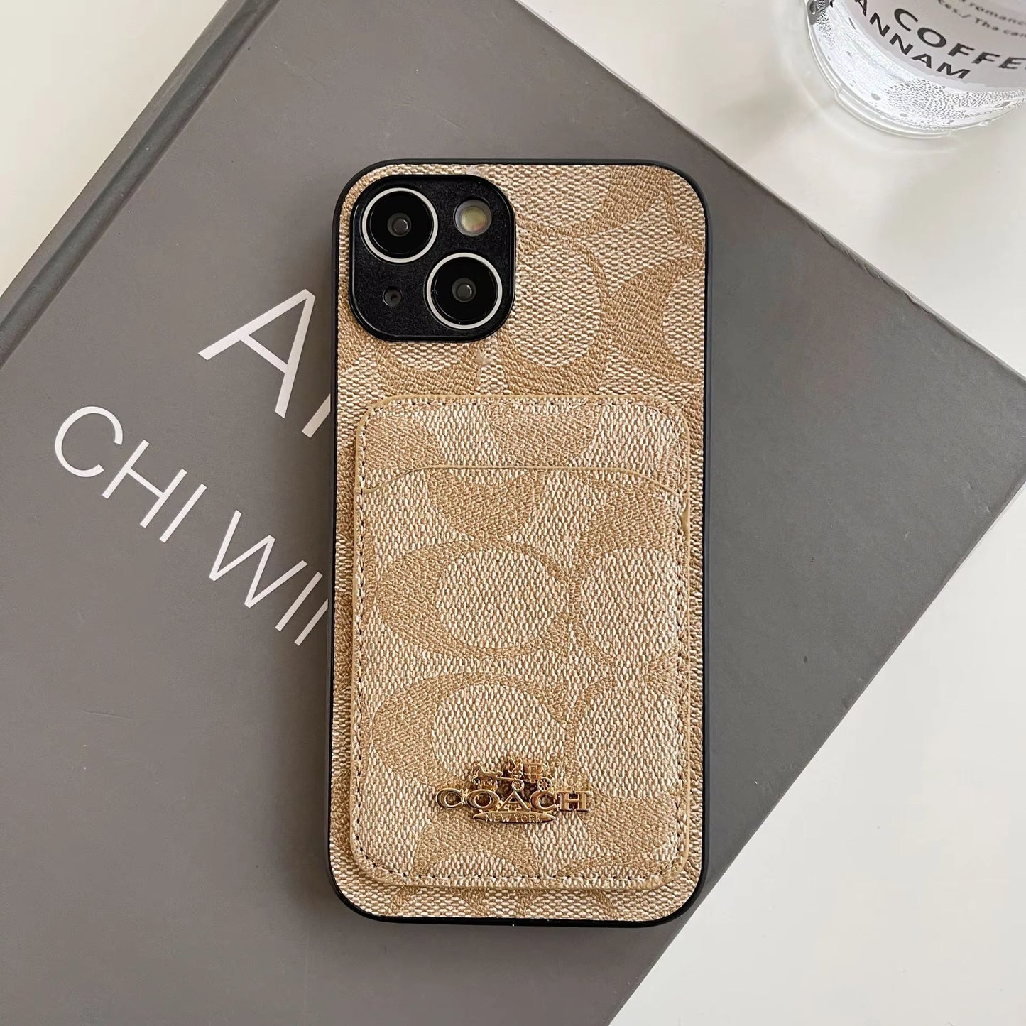 Luxury Leather Card Holder Phone Case – Anti-Drop Back Cover for iPhone 13 to 16 Pro Max