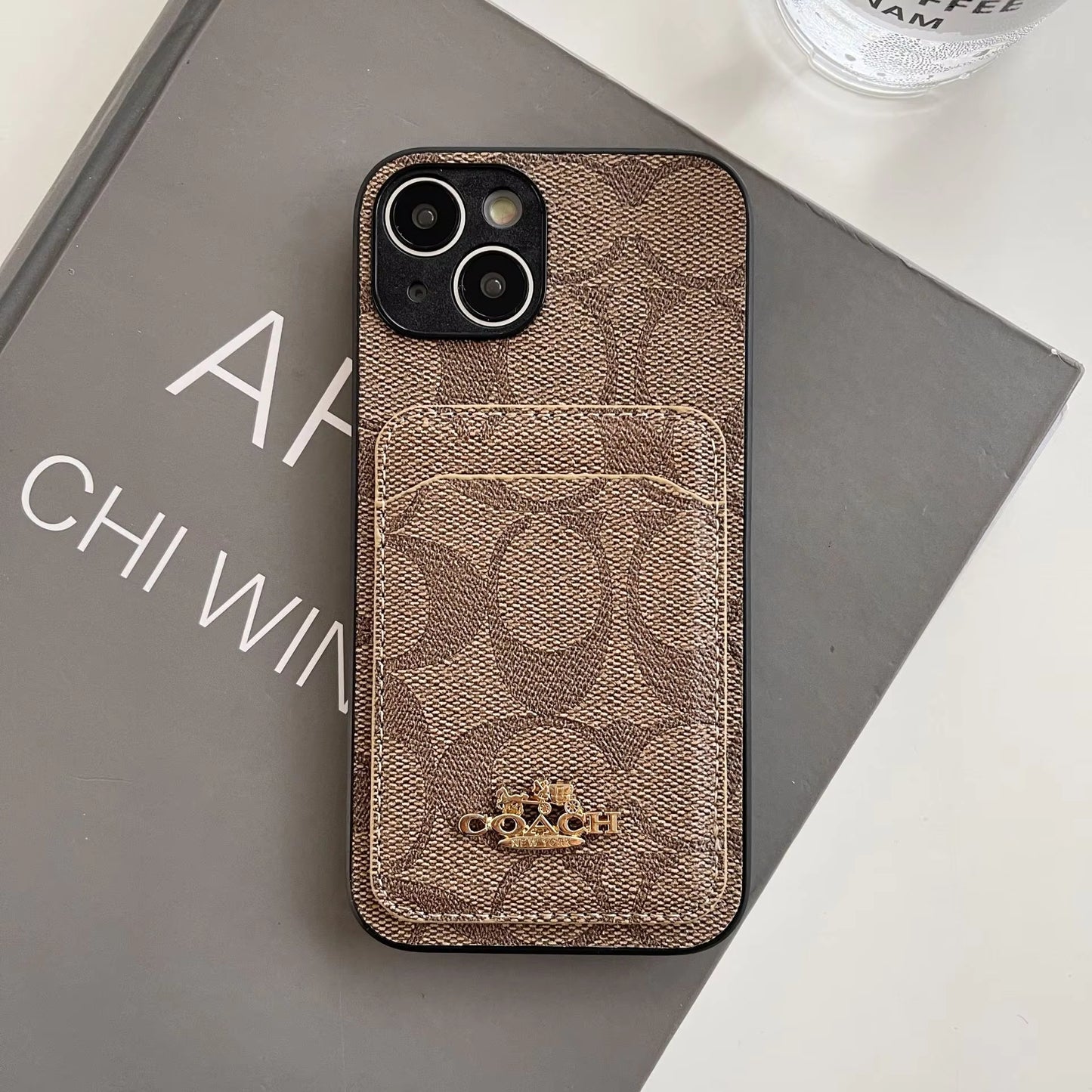 Luxury Leather Card Holder Phone Case – Anti-Drop Back Cover for iPhone 13 to 16 Pro Max