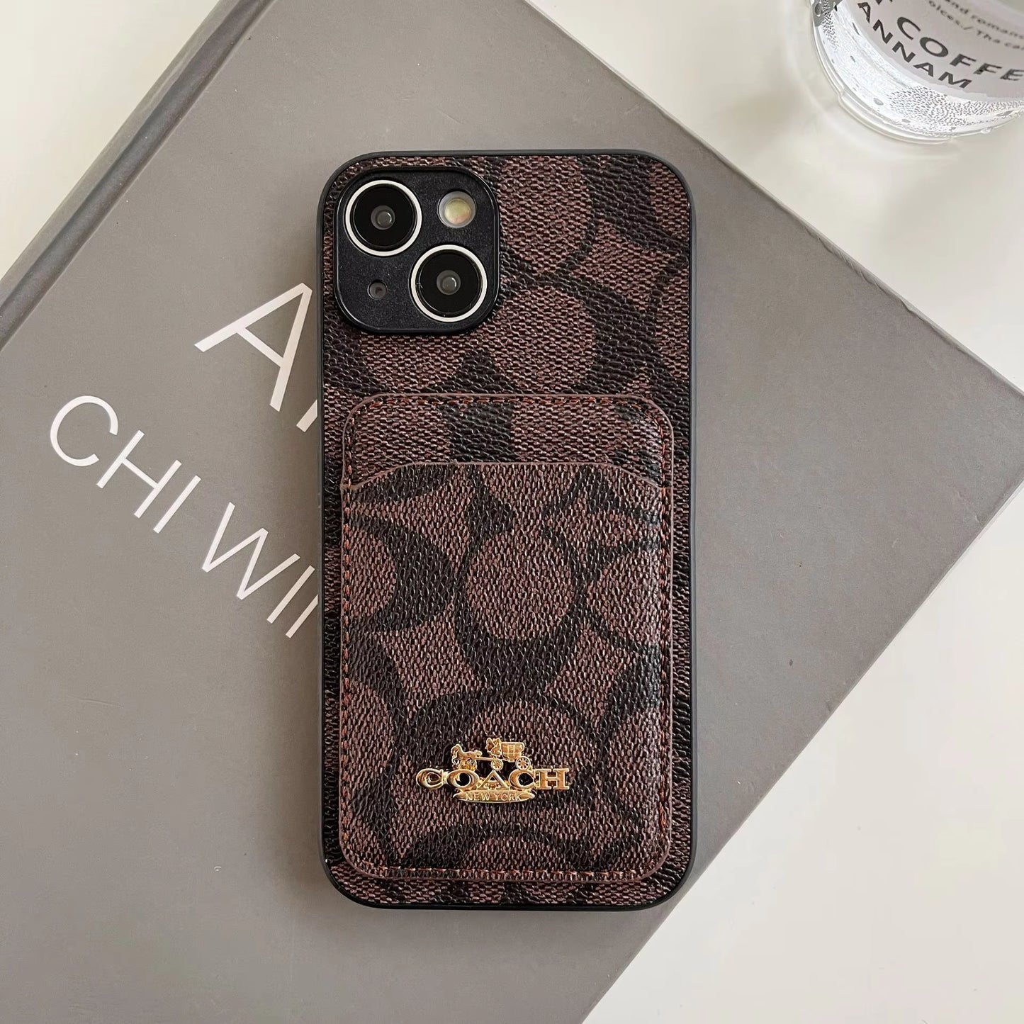 Luxury Leather Card Holder Phone Case – Anti-Drop Back Cover for iPhone 13 to 16 Pro Max
