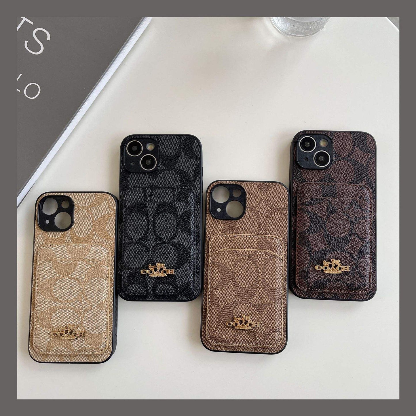 Luxury Leather Card Holder Phone Case – Anti-Drop Back Cover for iPhone 13 to 16 Pro Max