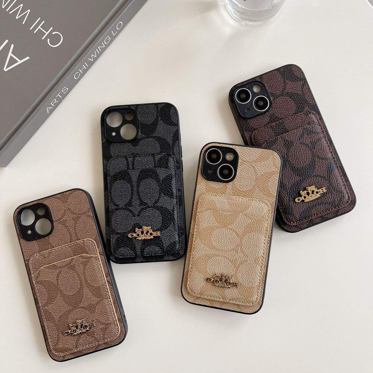 Luxury Leather Card Holder Phone Case – Anti-Drop Back Cover for iPhone 13 to 16 Pro Max