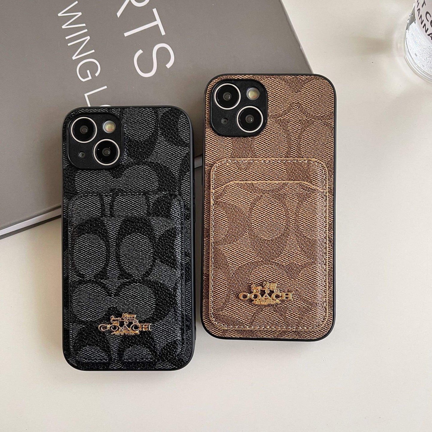 Luxury Leather Card Holder Phone Case – Anti-Drop Back Cover for iPhone 13 to 16 Pro Max