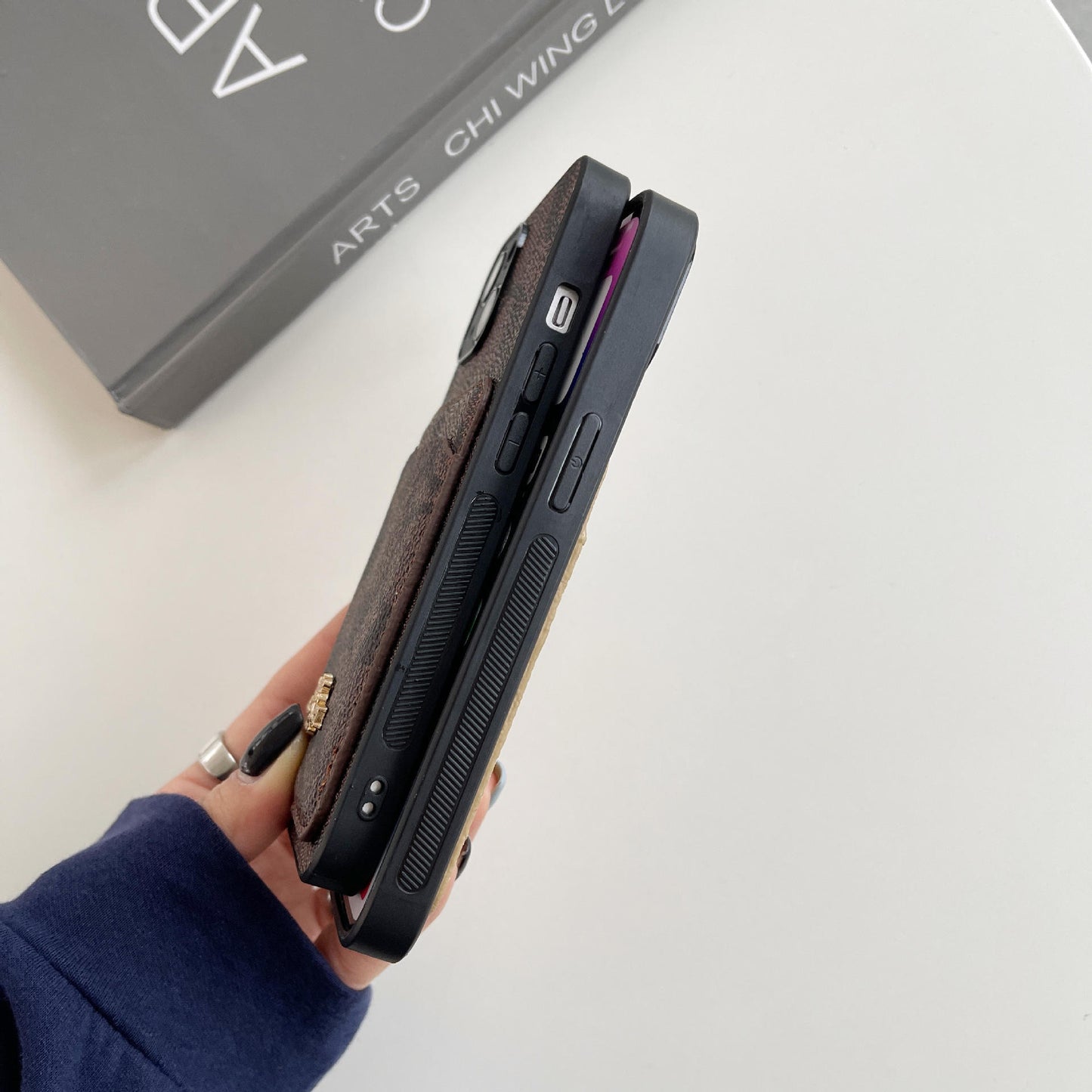 Luxury Leather Card Holder Phone Case – Anti-Drop Back Cover for iPhone 13 to 16 Pro Max