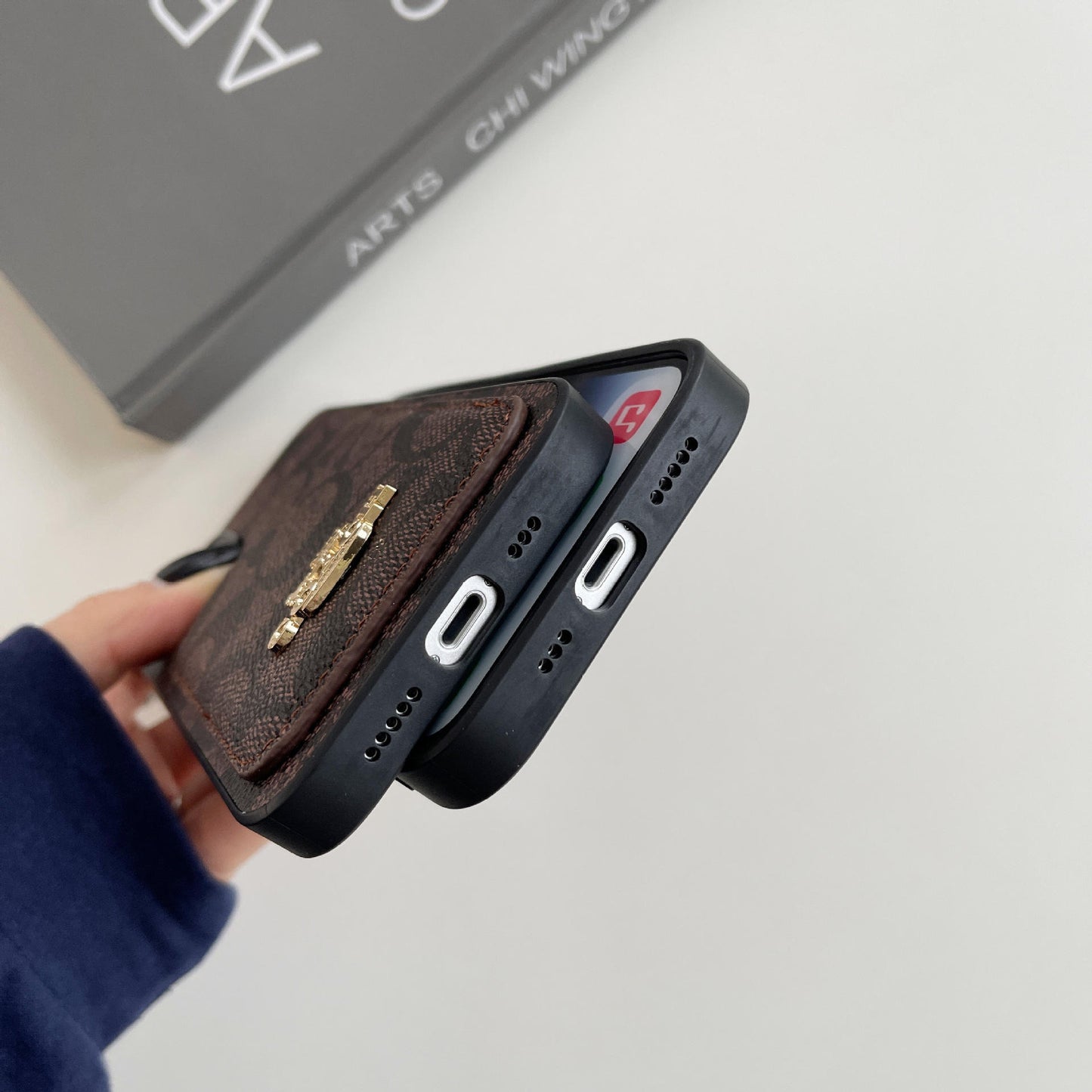 Luxury Leather Card Holder Phone Case – Anti-Drop Back Cover for iPhone 13 to 16 Pro Max