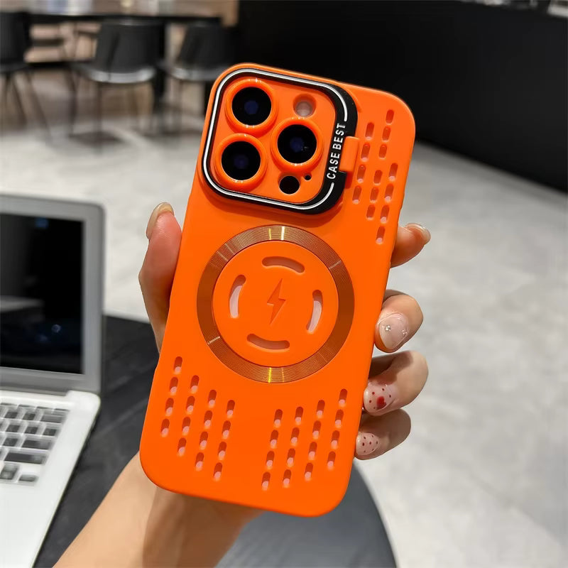 Heat Dissipation Magnetic Phone case with Camera Frame Holder for iPhone 16 case Phone Cover with Kickstand for iPhone 16 Pro
