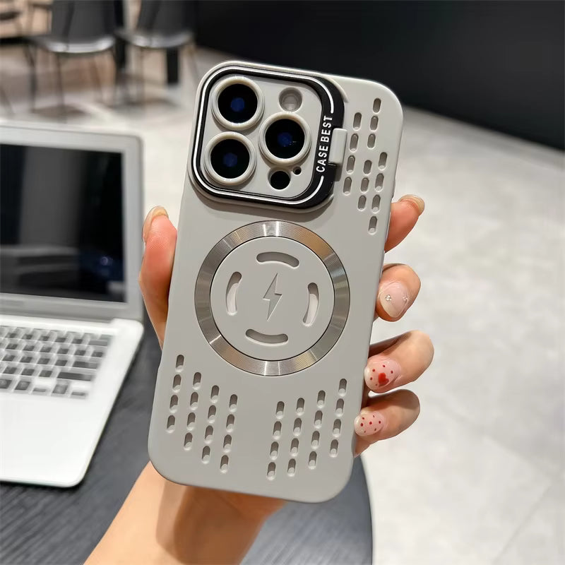 Heat Dissipation Magnetic Phone case with Camera Frame Holder for iPhone 16 case Phone Cover with Kickstand for iPhone 16 Pro
