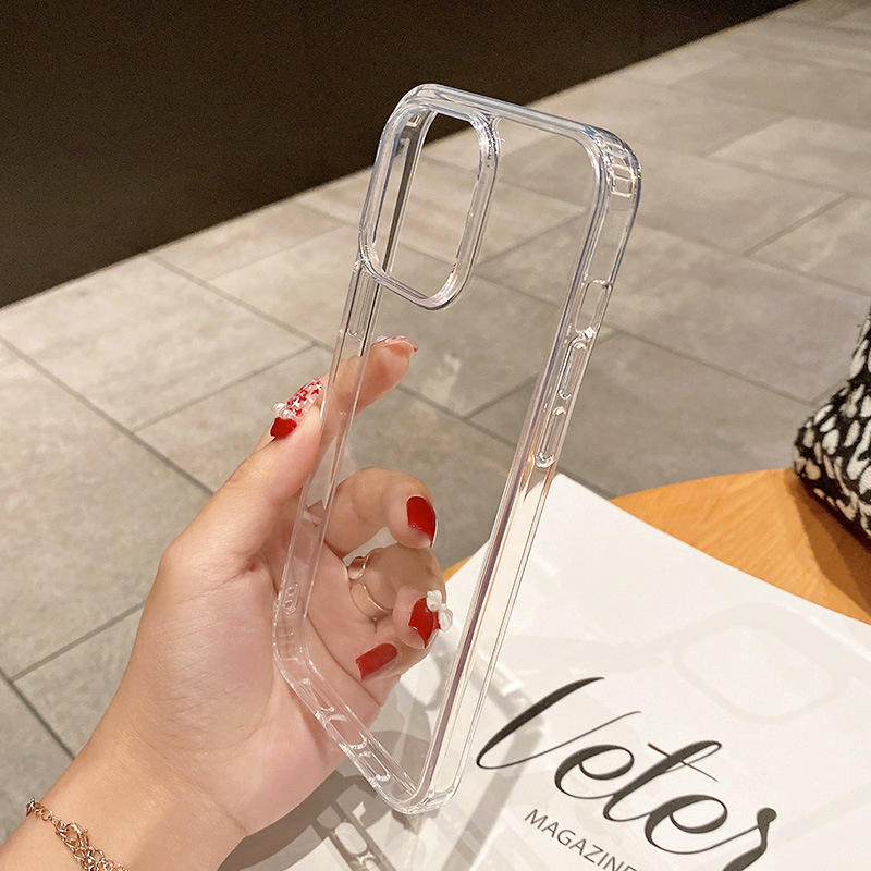 High Anti-Shock Transparent Phone Case – Clear Hard PC + Soft TPU Cover for iPhone 13 to 16 Pro Max