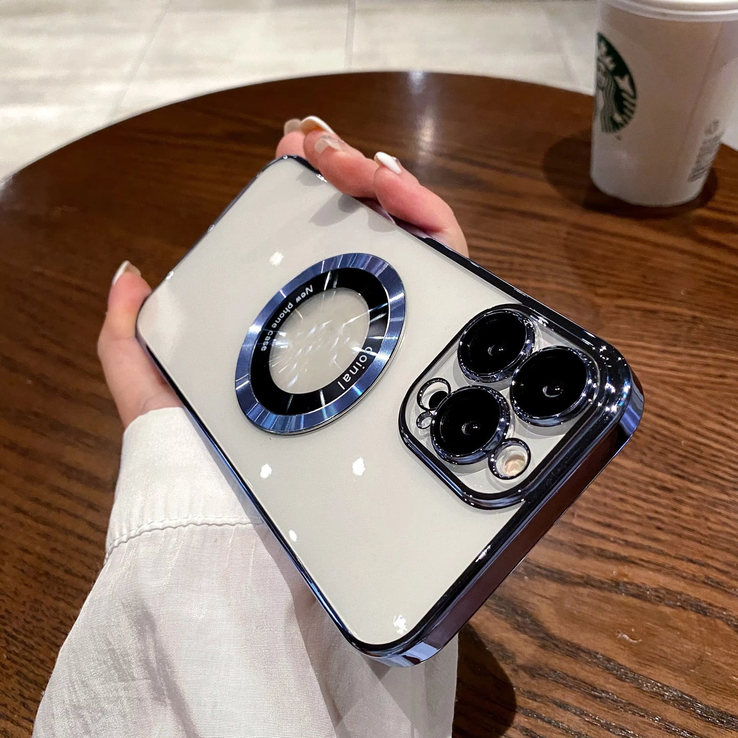 Luxury Electroplated Transparent PC Back Cover Magnetic Cell Phone Case for iPhone 13 14 15 16 Pro Max With Lens Film Protection
