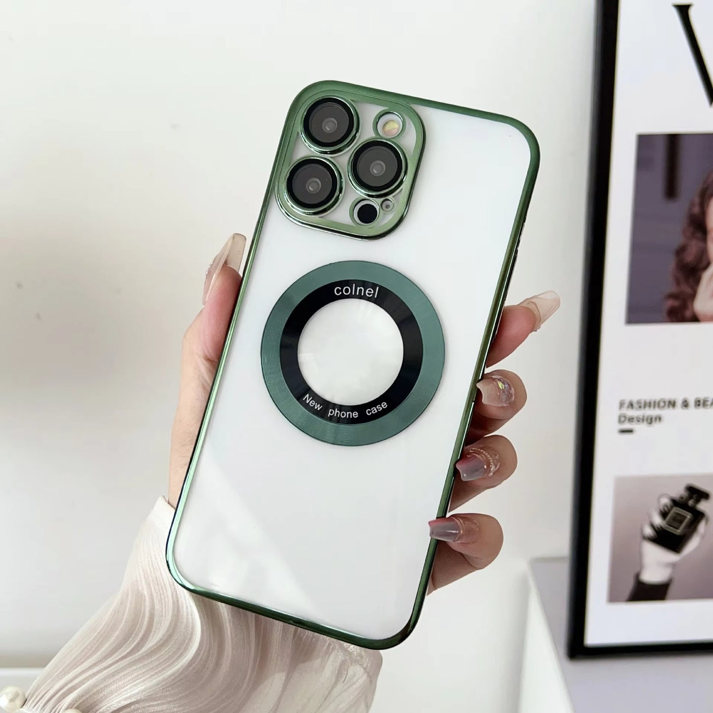 Luxury Electroplated Transparent PC Back Cover Magnetic Cell Phone Case for iPhone 13 14 15 16 Pro Max With Lens Film Protection