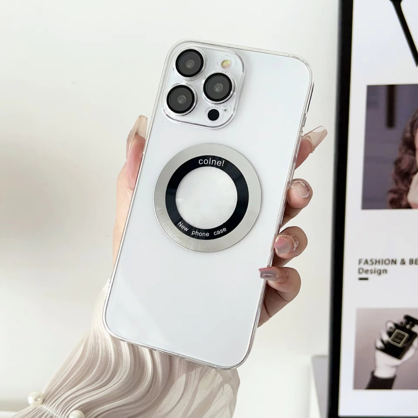 Luxury Electroplated Transparent PC Back Cover Magnetic Cell Phone Case for iPhone 13 14 15 16 Pro Max With Lens Film Protection