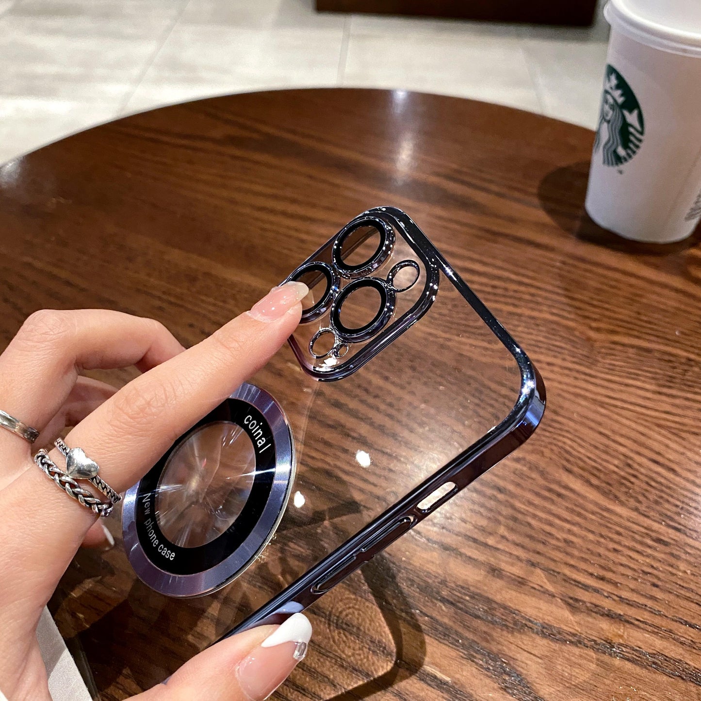 Luxury Electroplated Transparent PC Back Cover Magnetic Cell Phone Case for iPhone 13 14 15 16 Pro Max With Lens Film Protection