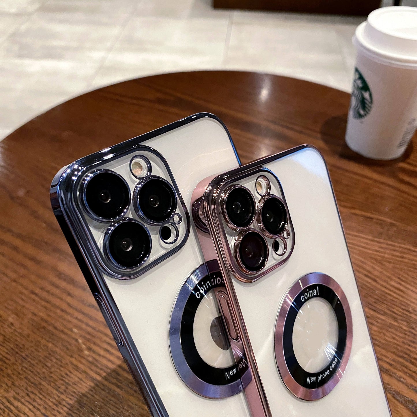 Luxury Electroplated Transparent PC Back Cover Magnetic Cell Phone Case for iPhone 13 14 15 16 Pro Max With Lens Film Protection