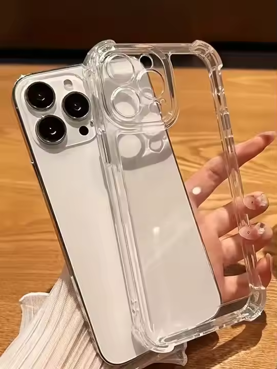 Anti-Fall Clear Shockproof Transparent TPU Phone Case iPhone 16 15 13 12 Pro Max Hard Cover Four Corner Protection Plus Model