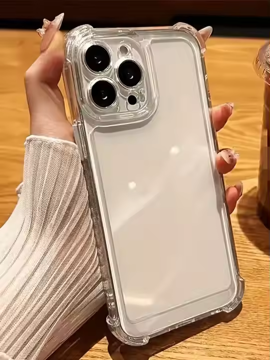 Anti-Fall Clear Shockproof Transparent TPU Phone Case iPhone 16 15 13 12 Pro Max Hard Cover Four Corner Protection Plus Model