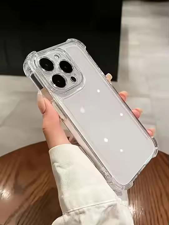 Anti-Fall Clear Shockproof Transparent TPU Phone Case iPhone 16 15 13 12 Pro Max Hard Cover Four Corner Protection Plus Model