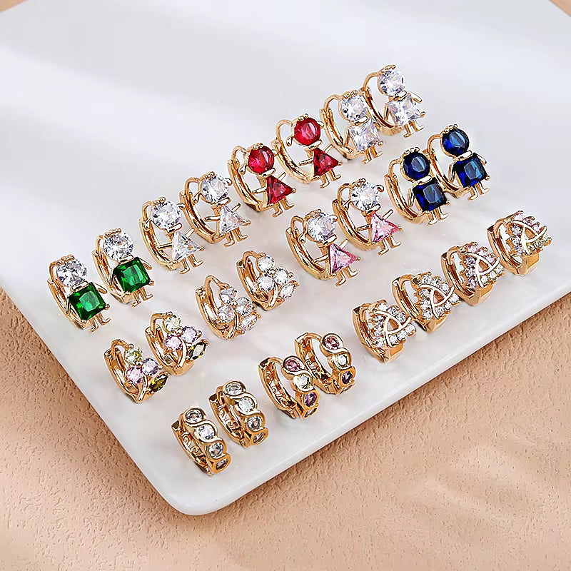 18K Gold Plated Fancy Small Earrings – Elegant Fashion Jewelry for Women and Girls