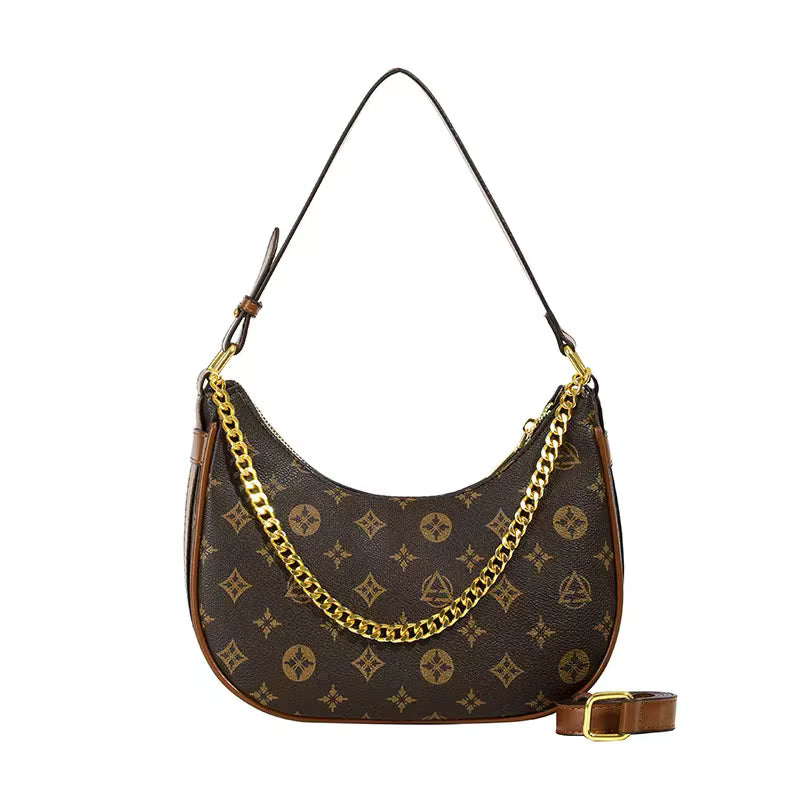 2024 New Fashionable Luxury Design Printed Chain Handbag PU Leather Women's Daily Versatile Shoulder Bag Crossbody Bag