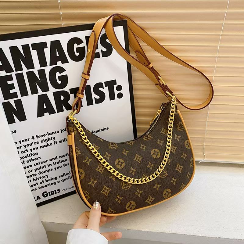 2024 New Fashionable Luxury Design Printed Chain Handbag PU Leather Women's Daily Versatile Shoulder Bag Crossbody Bag